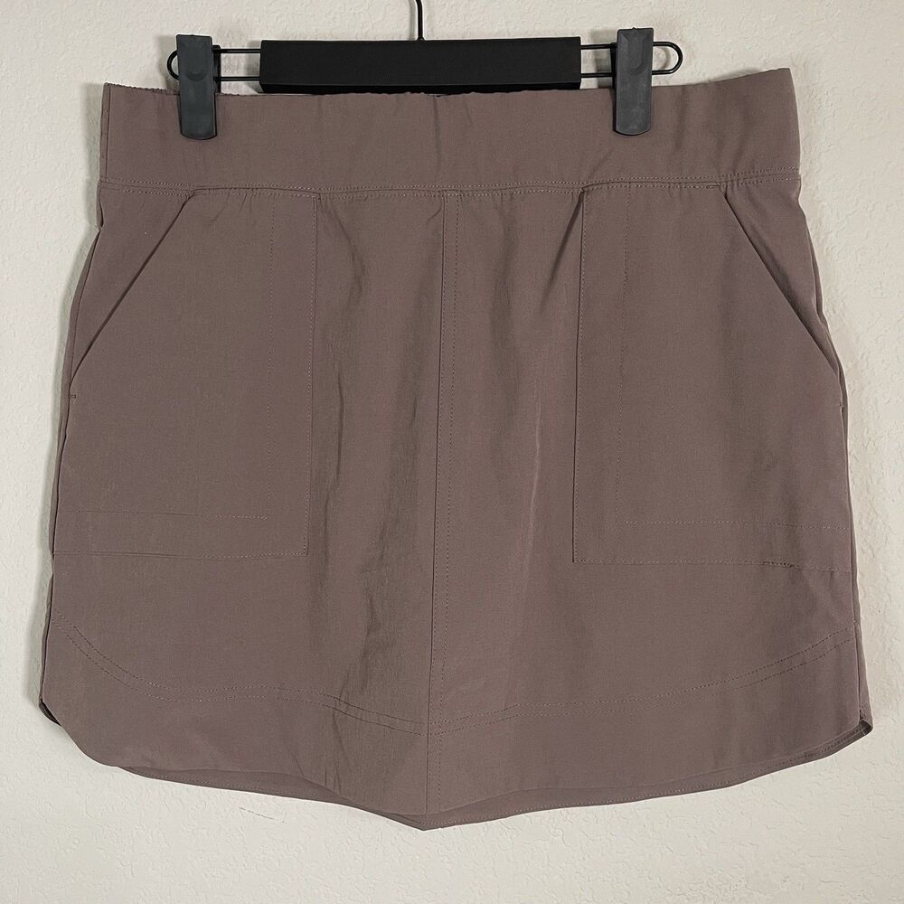 Peace & Pearls Skort Womens Size M Solid All Brown Pull On Pockets Neutral